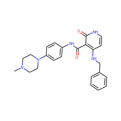 CN1CCN(c2ccc(NC(=O)c3c(NCc4ccccc4)cc[nH]c3=O)cc2)CC1 ZINC000653745045