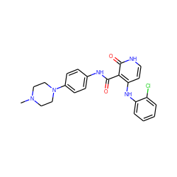 CN1CCN(c2ccc(NC(=O)c3c(Nc4ccccc4Cl)cc[nH]c3=O)cc2)CC1 ZINC000653718784