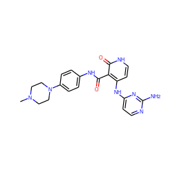 CN1CCN(c2ccc(NC(=O)c3c(Nc4ccnc(N)n4)cc[nH]c3=O)cc2)CC1 ZINC000263621260