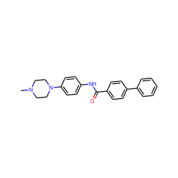 CN1CCN(c2ccc(NC(=O)c3ccc(-c4ccccc4)cc3)cc2)CC1 ZINC000004122520