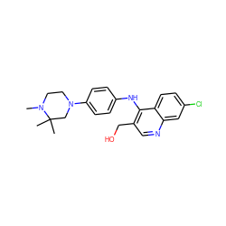 CN1CCN(c2ccc(Nc3c(CO)cnc4cc(Cl)ccc34)cc2)CC1(C)C ZINC000034801089