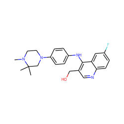 CN1CCN(c2ccc(Nc3c(CO)cnc4ccc(F)cc34)cc2)CC1(C)C ZINC000034801088