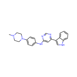 CN1CCN(c2ccc(Nc3cc(-c4c[nH]c5ccccc45)ncn3)cc2)CC1 ZINC000299855576