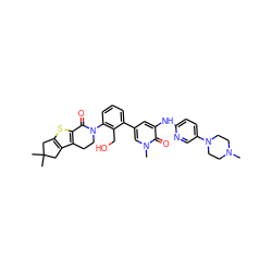 CN1CCN(c2ccc(Nc3cc(-c4cccc(N5CCc6c(sc7c6CC(C)(C)C7)C5=O)c4CO)cn(C)c3=O)nc2)CC1 ZINC000116057903