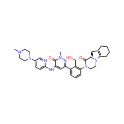 CN1CCN(c2ccc(Nc3cc(-c4cccc(N5CCn6c(cc7c6CCCC7)C5=O)c4CO)nn(C)c3=O)nc2)CC1 ZINC000116054254