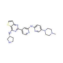 CN1CCN(c2ccc(Nc3cc(-c4nc(N[C@@H]5CCNC5)c5sccc5n4)ccn3)nc2)CC1 ZINC000223684529