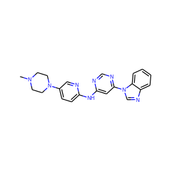 CN1CCN(c2ccc(Nc3cc(-n4cnc5ccccc54)ncn3)nc2)CC1 ZINC001772649207