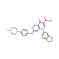 CN1CCN(c2ccc(Nc3cc4c(cn3)c(=O)c(C(N)=O)cn4-c3ccc4c(c3)CCC4)cc2)CC1 ZINC000053059364