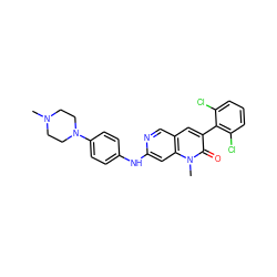 CN1CCN(c2ccc(Nc3cc4c(cn3)cc(-c3c(Cl)cccc3Cl)c(=O)n4C)cc2)CC1 ZINC000003815493