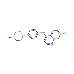 CN1CCN(c2ccc(Nc3ccnc4cc(Cl)ccc34)cc2)CC1 ZINC000032625340