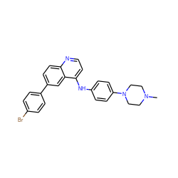 CN1CCN(c2ccc(Nc3ccnc4ccc(-c5ccc(Br)cc5)cc34)cc2)CC1 ZINC000058523409