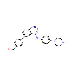 CN1CCN(c2ccc(Nc3ccnc4ccc(-c5ccc(C=O)cc5)cc34)cc2)CC1 ZINC000058540753