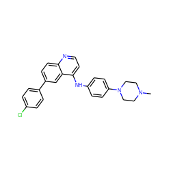 CN1CCN(c2ccc(Nc3ccnc4ccc(-c5ccc(Cl)cc5)cc34)cc2)CC1 ZINC000058520190