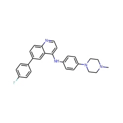 CN1CCN(c2ccc(Nc3ccnc4ccc(-c5ccc(F)cc5)cc34)cc2)CC1 ZINC000058534715