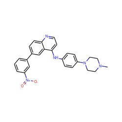 CN1CCN(c2ccc(Nc3ccnc4ccc(-c5cccc([N+](=O)[O-])c5)cc34)cc2)CC1 ZINC000058538431