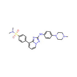 CN1CCN(c2ccc(Nc3nc4c(-c5ccc(S(=O)(=O)N(C)C)cc5)cccn4n3)cc2)CC1 ZINC000146988613