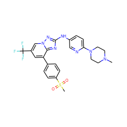 CN1CCN(c2ccc(Nc3nc4c(-c5ccc(S(C)(=O)=O)cc5)cc(C(F)(F)F)cn4n3)cn2)CC1 ZINC000096169627