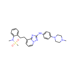 CN1CCN(c2ccc(Nc3nc4c(CCc5ccccc5N(C)S(C)(=O)=O)cccn4n3)cc2)CC1 ZINC000096169714