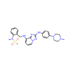 CN1CCN(c2ccc(Nc3nc4c(NCc5ccccc5N(C)S(C)(=O)=O)cccn4n3)cc2)CC1 ZINC000096169669