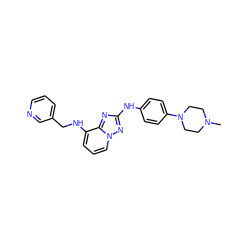 CN1CCN(c2ccc(Nc3nc4c(NCc5cccnc5)cccn4n3)cc2)CC1 ZINC000096169673