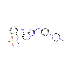 CN1CCN(c2ccc(Nc3nc4c(Nc5ccccc5CN(C)S(C)(=O)=O)cccn4n3)cc2)CC1 ZINC000096169693