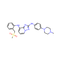 CN1CCN(c2ccc(Nc3nc4c(Nc5ccccc5CS(C)(=O)=O)cccn4n3)cc2)CC1 ZINC000096169686