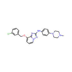 CN1CCN(c2ccc(Nc3nc4c(OCc5cccc(Cl)c5)cccn4n3)cc2)CC1 ZINC000096169765