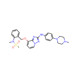 CN1CCN(c2ccc(Nc3nc4c(OCc5ccccc5N(C)S(C)(=O)=O)cccn4n3)cc2)CC1 ZINC000096169715