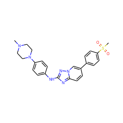 CN1CCN(c2ccc(Nc3nc4ccc(-c5ccc(S(C)(=O)=O)cc5)cn4n3)cc2)CC1 ZINC000147029527