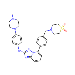 CN1CCN(c2ccc(Nc3nc4cccc(-c5ccc(CN6CCS(=O)(=O)CC6)cc5)n4n3)cc2)CC1 ZINC000148191992