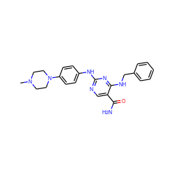 CN1CCN(c2ccc(Nc3ncc(C(N)=O)c(NCc4ccccc4)n3)cc2)CC1 ZINC000053287651