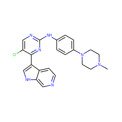 CN1CCN(c2ccc(Nc3ncc(Cl)c(-c4c[nH]c5cnccc45)n3)cc2)CC1 ZINC000299857186