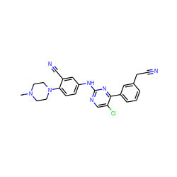 CN1CCN(c2ccc(Nc3ncc(Cl)c(-c4cccc(CC#N)c4)n3)cc2C#N)CC1 ZINC000096272931