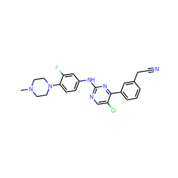 CN1CCN(c2ccc(Nc3ncc(Cl)c(-c4cccc(CC#N)c4)n3)cc2F)CC1 ZINC000096272937