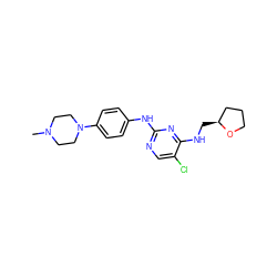 CN1CCN(c2ccc(Nc3ncc(Cl)c(NC[C@H]4CCCO4)n3)cc2)CC1 ZINC000223794853