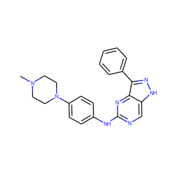 CN1CCN(c2ccc(Nc3ncc4[nH]nc(-c5ccccc5)c4n3)cc2)CC1 ZINC000053275879