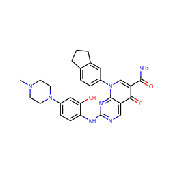 CN1CCN(c2ccc(Nc3ncc4c(=O)c(C(N)=O)cn(-c5ccc6c(c5)CCC6)c4n3)c(O)c2)CC1 ZINC000029125512