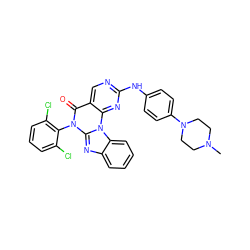 CN1CCN(c2ccc(Nc3ncc4c(=O)n(-c5c(Cl)cccc5Cl)c5nc6ccccc6n5c4n3)cc2)CC1 ZINC000053206571