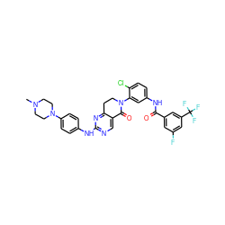 CN1CCN(c2ccc(Nc3ncc4c(n3)CCN(c3cc(NC(=O)c5cc(F)cc(C(F)(F)F)c5)ccc3Cl)C4=O)cc2)CC1 ZINC000205372674