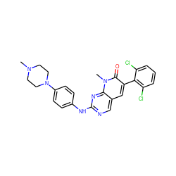 CN1CCN(c2ccc(Nc3ncc4cc(-c5c(Cl)cccc5Cl)c(=O)n(C)c4n3)cc2)CC1 ZINC000003815480