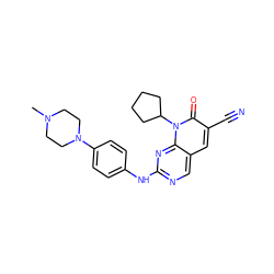 CN1CCN(c2ccc(Nc3ncc4cc(C#N)c(=O)n(C5CCCC5)c4n3)cc2)CC1 ZINC000103269269