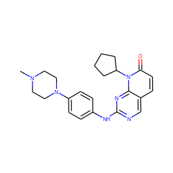 CN1CCN(c2ccc(Nc3ncc4ccc(=O)n(C5CCCC5)c4n3)cc2)CC1 ZINC000013641466