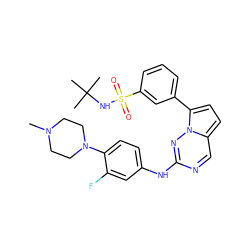 CN1CCN(c2ccc(Nc3ncc4ccc(-c5cccc(S(=O)(=O)NC(C)(C)C)c5)n4n3)cc2F)CC1 ZINC000073164786