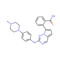 CN1CCN(c2ccc(Nc3ncc4ccc(-c5ccccc5C(N)=O)n4n3)cc2)CC1 ZINC000072178880