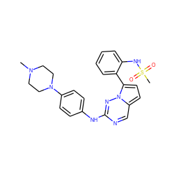 CN1CCN(c2ccc(Nc3ncc4ccc(-c5ccccc5NS(C)(=O)=O)n4n3)cc2)CC1 ZINC000072142786