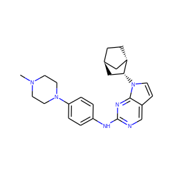 CN1CCN(c2ccc(Nc3ncc4ccn([C@@H]5C[C@H]6CC[C@H]5C6)c4n3)cc2)CC1 ZINC000261070964