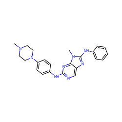 CN1CCN(c2ccc(Nc3ncc4nc(Nc5ccccc5)n(C)c4n3)cc2)CC1 ZINC000095579117