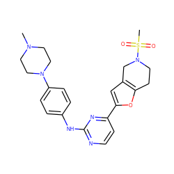 CN1CCN(c2ccc(Nc3nccc(-c4cc5c(o4)CCN(S(C)(=O)=O)C5)n3)cc2)CC1 ZINC000205921509