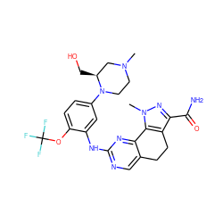 CN1CCN(c2ccc(OC(F)(F)F)c(Nc3ncc4c(n3)-c3c(c(C(N)=O)nn3C)CC4)c2)[C@@H](CO)C1 ZINC000071318312