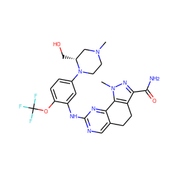 CN1CCN(c2ccc(OC(F)(F)F)c(Nc3ncc4c(n3)-c3c(c(C(N)=O)nn3C)CC4)c2)[C@H](CO)C1 ZINC000071329387